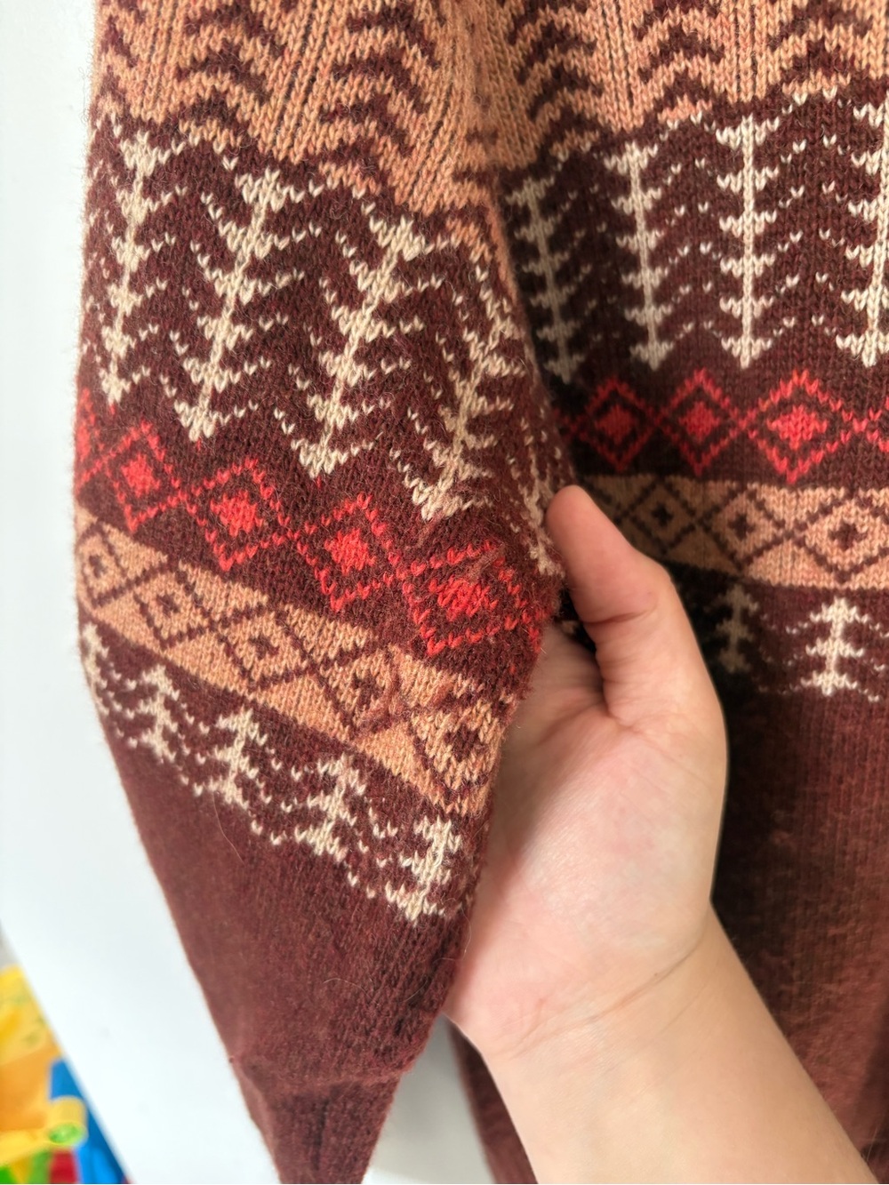 KÜHL Nordik Merino Wool Blend Fair Isle Sweater Brown Multi Size M - Picture 8 of 10